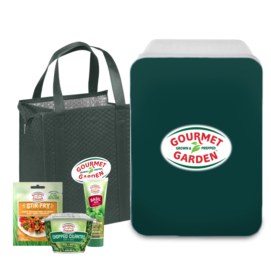 mini fridge and tote bag